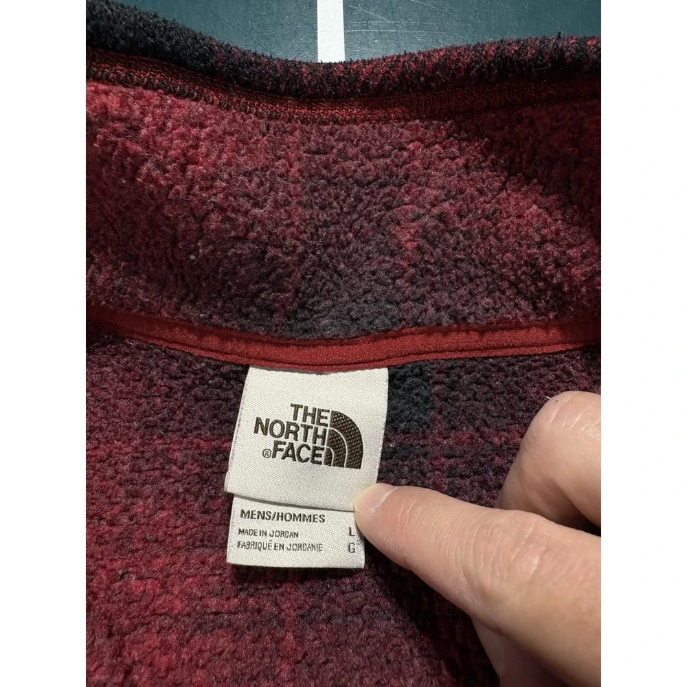 The North Face Gordon Lyons Fleece Pullover Sweater Large‎ Buffalo Plaid 1/4 Zip